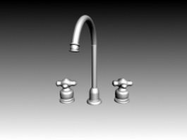 Double-handle kitchen faucet mixer 3d model preview