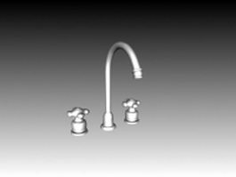 Dual handle water kitchen tap 3d model preview