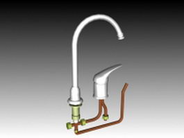 Kitchen faucet hot and cold water mixer 3d model preview