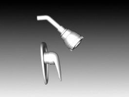 Bath tap and shower nozzle 3d model preview