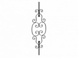 Iron railing balusters design 3d model preview