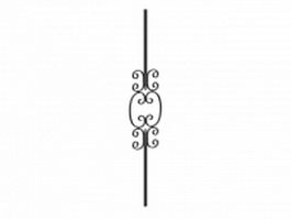 Deck railings iron balusters 3d model preview