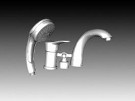 Bath faucets and shower nozzle set 3d model preview