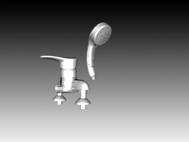 Bathtub shower faucet and shower nozzle 3d rendering