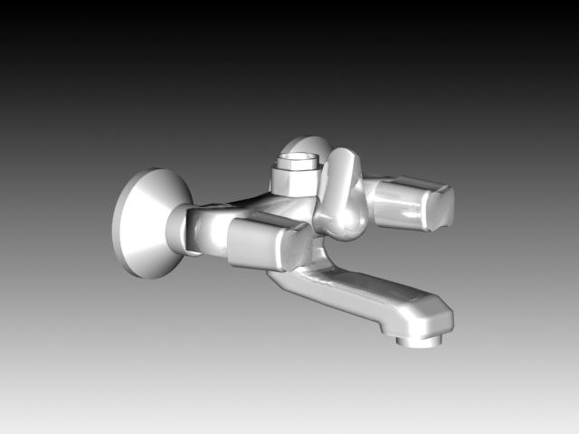 Wall mounted basin faucet 3d rendering