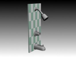 Shower faucet with shower head valve 3d model preview