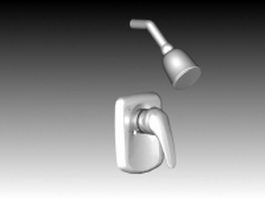 Wall-mounted bath shower tap 3d model preview