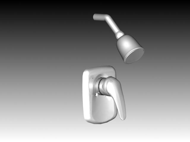 Wall-mounted bath shower tap 3d rendering