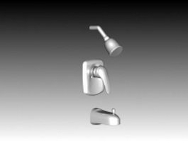 Shower and bath faucet with nozzle 3d model preview