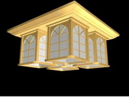 Club square flush mount ceiling fixture 3d model preview