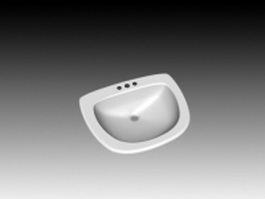 Semi-recessed washbasin 3d model preview