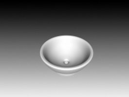White round vessel sink 3d model preview