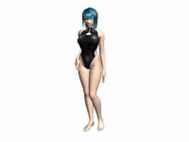 Swimsuit girl character 3d model preview