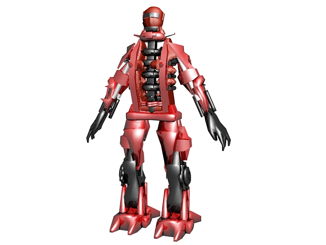 Red robot guards 3d rendering