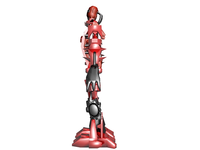 Red robot guards 3d rendering
