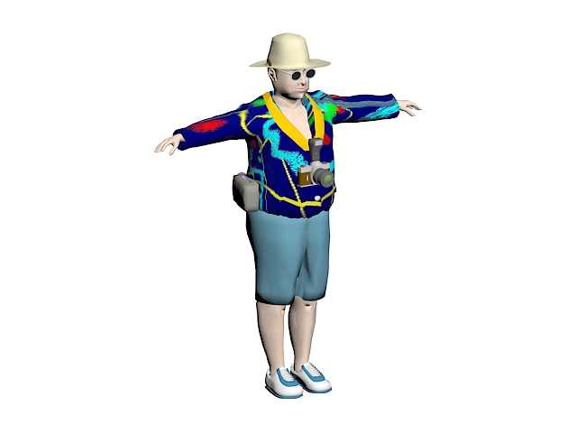 Male tourist 3d rendering
