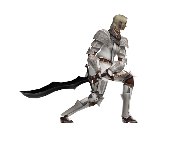 Silver knight 3d rendering