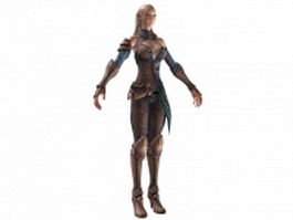 High Elf female warrior 3d model preview