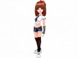 Popular anime girl character 3d model preview