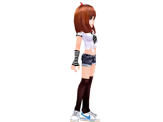 Popular anime girl character 3d rendering
