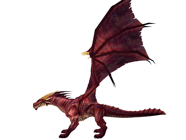 Fiery red dragon 3d rendering