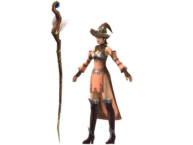 Fantasy character female mage 3d rendering