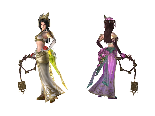 Ancient Chinese swordswoman 3d rendering