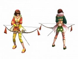 Ancient chinese female archer concept 3d preview