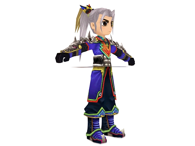 Anime swordsman character 3d rendering