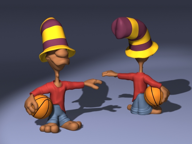 Cartoon basketball player 3d rendering