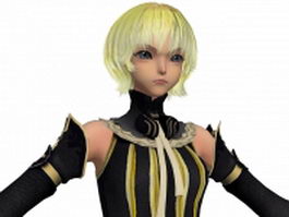 Anime cute girl short blonde hair 3d model preview