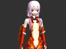 Guilty Crown character Inori Yuzuriha 3d model preview
