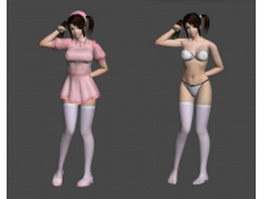 Anime sexy housemaid 3d model preview