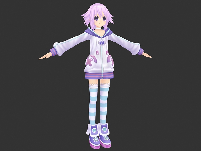 Hyperdimension Neptunia character Neptune 3d rendering