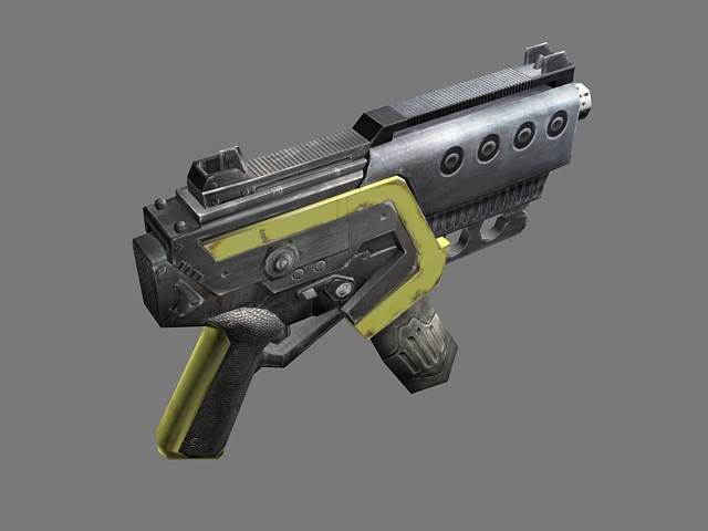 Sci-fi machine pistol 3d rendering