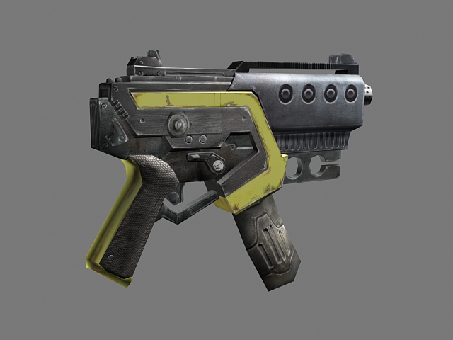Sci-fi machine pistol 3d rendering