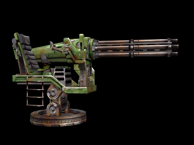 Modern heavy gatling gun 3d rendering