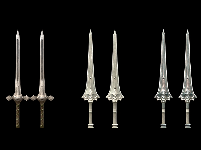 Cool game swords collection 3d rendering