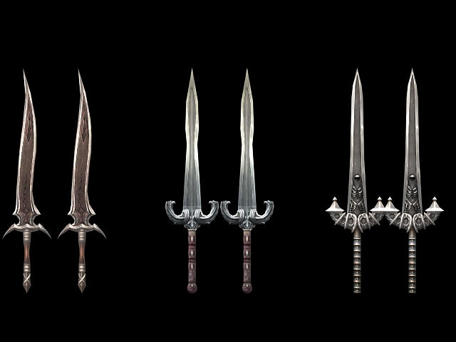 Cool game swords collection 3d rendering