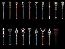 Fantasy scepter weapon collection 3d model preview