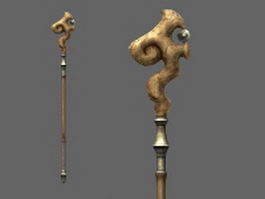 Wooden mage staff 3d model preview