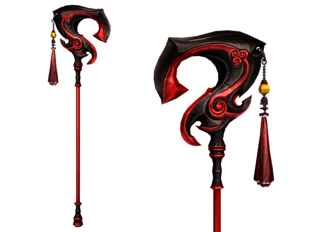 Carved wooden magic staff 3d rendering