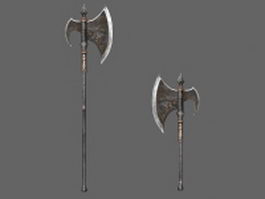Middle ages battle axe 3d model preview