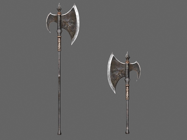 Middle ages battle axe 3d rendering