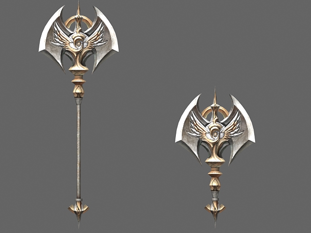 Fantasy double axe 3d rendering