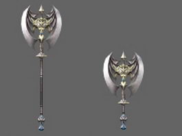 Gothic battle axe 3d model preview