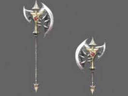 Double bladed fantasy axe 3d preview