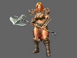 Diablo III character - barbarian female 3d model preview