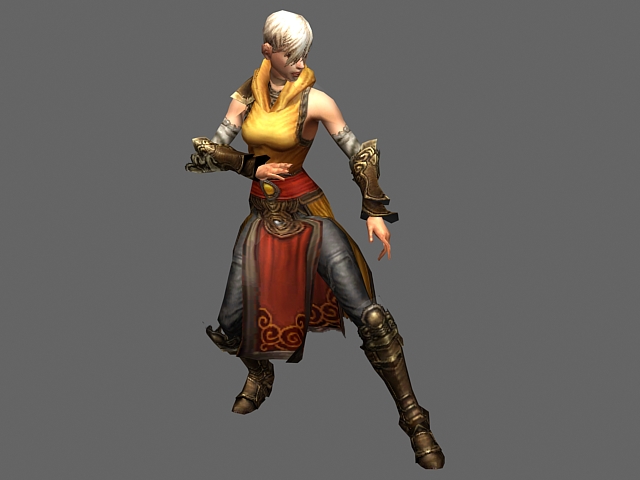 Diablo III character - monk female 3d model preview. 