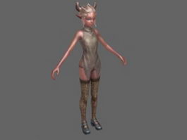 Demon bud girl 3d model preview